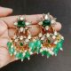Handmade Brass Metal Jewellery Green Bridal Necklace Set